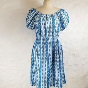 Pink Chicken Ikat Print  Short Sleeve Dress